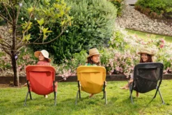 Fauteuil relax en aluminium graphite et toile textylène grise Easy - 127 x 61 x 28,5 cm