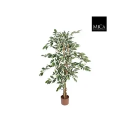 Ficus Hawaii vert panaché plante artificielle en pot H 110 x Ø 65 cm
