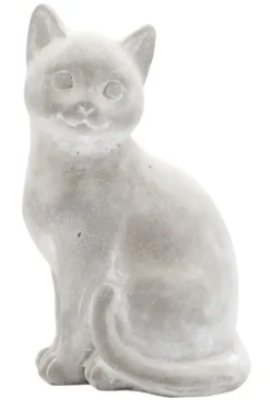 Figurine chat coloris gris en ciment - 15 x 12,5 x 24,5 cm