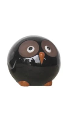 Figurine hibou en céramique coloris noir Pot&Déco Bubu - Ø 9,5 x H 8 cm