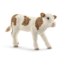 Figurine Veau Simmental Série Animaux de la ferme 7,5x3,5x5 cm