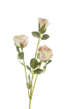 Fleur artificielle en papier tige avec 3 roses en bouton coloris blanc - H 61 cm