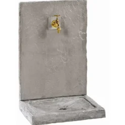 Fontaine murale en béton ciré aspect ardoisé gris zinc Hairie Grandon - 65 cm
