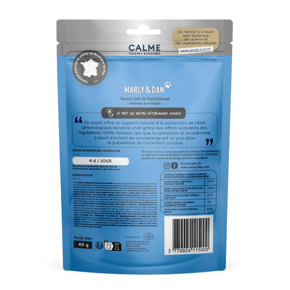 Friandises pour chat tendres bouchées calme Marly & Dan - 40 g