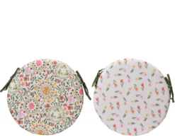 Galette de chaise ronde en polyester à motif floral multicolore - Ø 39 x H 4 cm