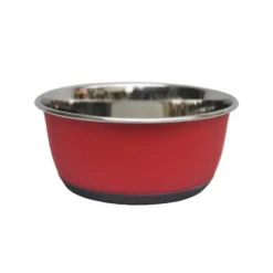 Gamelle pour chien et chat coloris rouge mat en inox Tyrol – 1900 ml