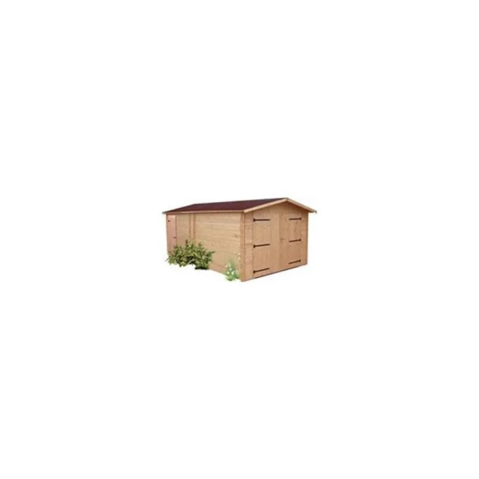 Garage en madriers de bois Douglas massif livré Foresta Bois Habrita - 21,15 m²