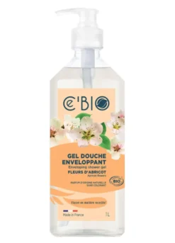 Gel douche bio enveloppant en flacon pompe C’Bio fleurs d’abricot - 1 L