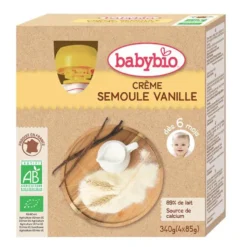 Gourde Crème Semoule Vanille bio dès 6 mois - 4 x 85 gr