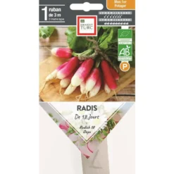 Graines présemées de Radis de 18 jours bio Ernest Turc - 1 ruban de 3 m