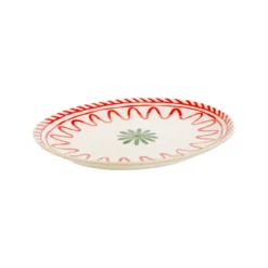 Grande assiette ovale blanche et rouge Venda - 35,5 x 28,5 cm