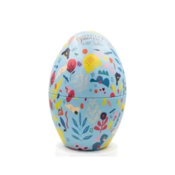 Grand œuf de Pâques en métal décor printanier avec gâteaux bio Biscuiterie de Provence - 240 g