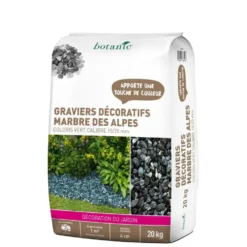 Graviers de marbre des Alpes vert calibre 15 à 25 mm en sac de 20 kg