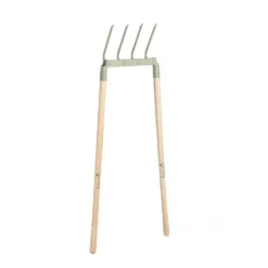 Grelinette à 4 dents métal vert amande et manche bois botanic® - 130 cm