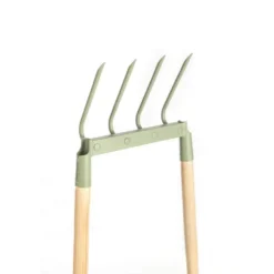 Grelinette à 4 dents métal vert amande et manche bois botanic® - 130 cm