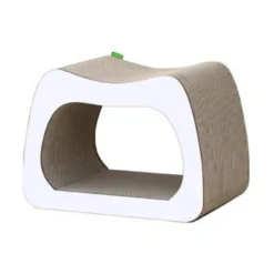 Griffoir pour chat coloris blanc Wouapy Kaverno - 38 x 28 x 25 cm