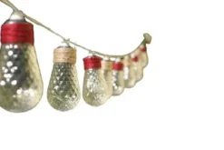 Guirlande Beebop à suspendre 10 LED facettes coloris beige en corde naturelle - 180 cm