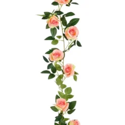 Guirlande de roses artificielles blanches - 180 x 15 x 6 cm