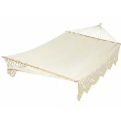 Hamac coloris écru à franges en coton certifié FSC® Jobek Hamac SeleKt - 375 x 170 cm