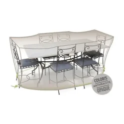 Housse table rectangulaire + chaises 6-8 pers. de coloris anthracite