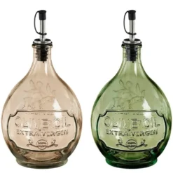 Huilier en verre recyclé coloré et métal - Ø 12,5 x H 24 cm