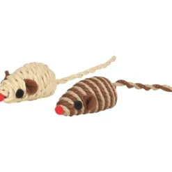 Jouet pour chat en fil de coton et à la rabane Trixie – 50 cm (livré aléatoirement parmi deux coloris)