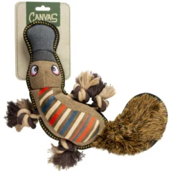 Jouet pour chien coloris marron peluche ornithorynque Duvoplus Canvas - 34 x 21 x 6 cm