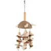 Jouet pour perroquet coloris beige en coco Flamingo Jo Sully Corde et Luffa – 47 cm