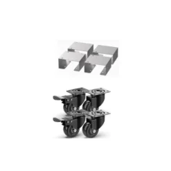 Kit roues meuble de cuisine coloris gris en inox Le Marquier