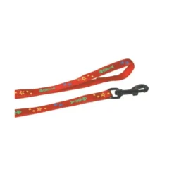 Laisse chat à motif 10 mm coloris rouge - 100 cm