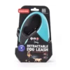 Laisse rétractable 2 Soft sangle coloris noir et turquoise - S