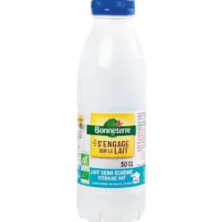 Lait UHT demi écrémé bio Bonneterre - 50 cl