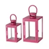 Lanterne Arana en métal rose fuchsia grand modèle - 14 x 14 x 23,5 cm
