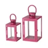 Lanterne Arana en métal rose fuchsia petit modèle - 11 x 11 x 17,5 cm