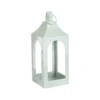 Lanterne carrée ajourée en métal vert d’eau grand modèle - 14 x 14 x 37 cm