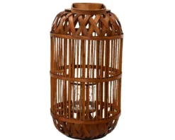 Lanterne en bambou lie-de-vin - Ø 35 x H 65 cm