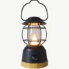 Lanterne en métal noir USB à 12 LED blanc chaud - Ø 12,6 cm x H 22 cm
