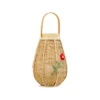 Lanterne en toile de jute marron avec motif fleur rouge - Ø 24 x H 35 cm