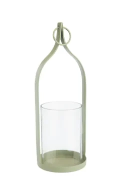 Lanterne lampion à suspendre coloris vert en métal - 10,5 x 10,5 x 3 cm