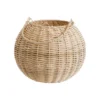 Lanterne ronde en métal et osier tressée grand modèle - Ø 30,5 x H 26 cm