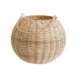 Lanterne ronde en métal et osier tressée grand modèle - Ø 30,5 x H 26 cm