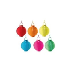 Lanterne ronde solaire à LED blanc froid 6 coloris assortis Ø 20 cm