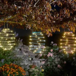 Lanterne solaire à suspendre spirale à LED blanc chaud