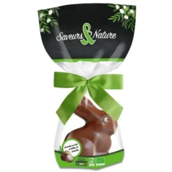 Lapin assis bio chocolat au lait et billes croustillantes Saveurs Et Nature - 80 g