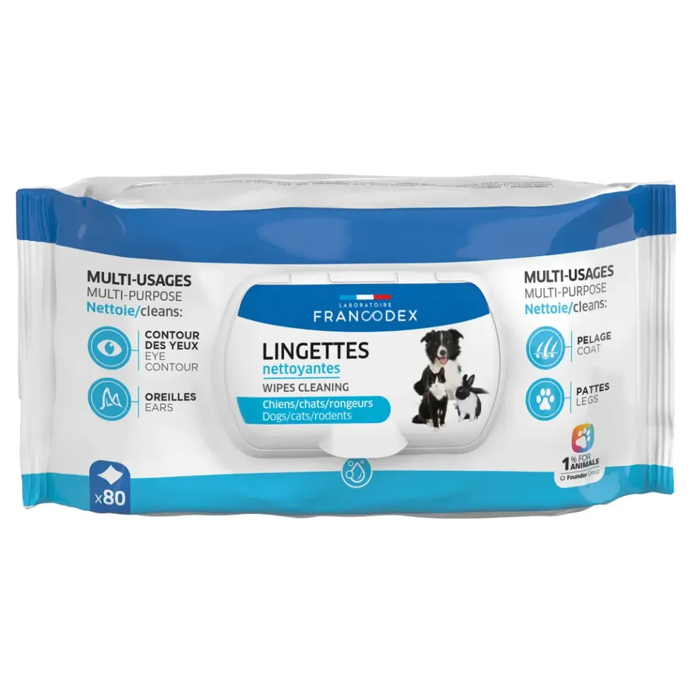 Lingettes nettoyantes multi-usages pour chats et chiens