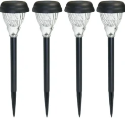Lot de 4 balises extérieures Skool coloris noir en métal et verre Watt & Home - 40 cm