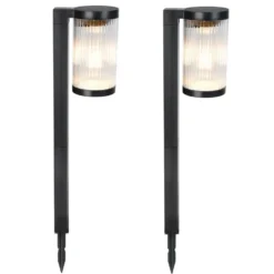 Lot de 2 balises solaires Batimex coloris noir en plastique - 7,8 x 11 x 57,9 cm