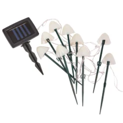 Lot de 10 balises solaires champignons coloris blanc en plastique - 200 x 66 cm