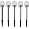 Lot de 5 balises solaires perle de rosée - Ø 8 cm