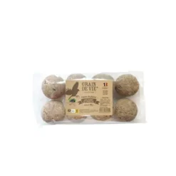 Lot de 8 boules de graisse aux baies et insectes pour oiseaux Grain de Vie - 720 g